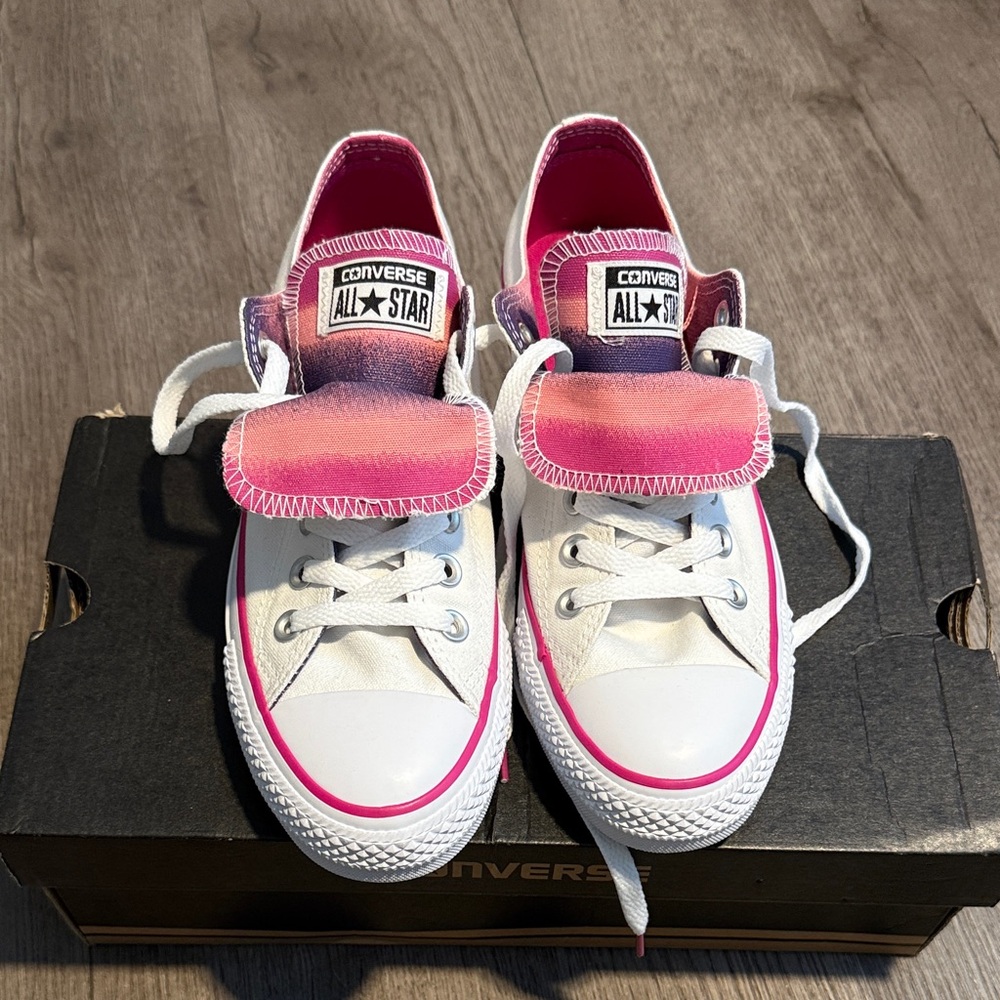 NWT**Converse Double Tongue White and Pink All Star Sneakers